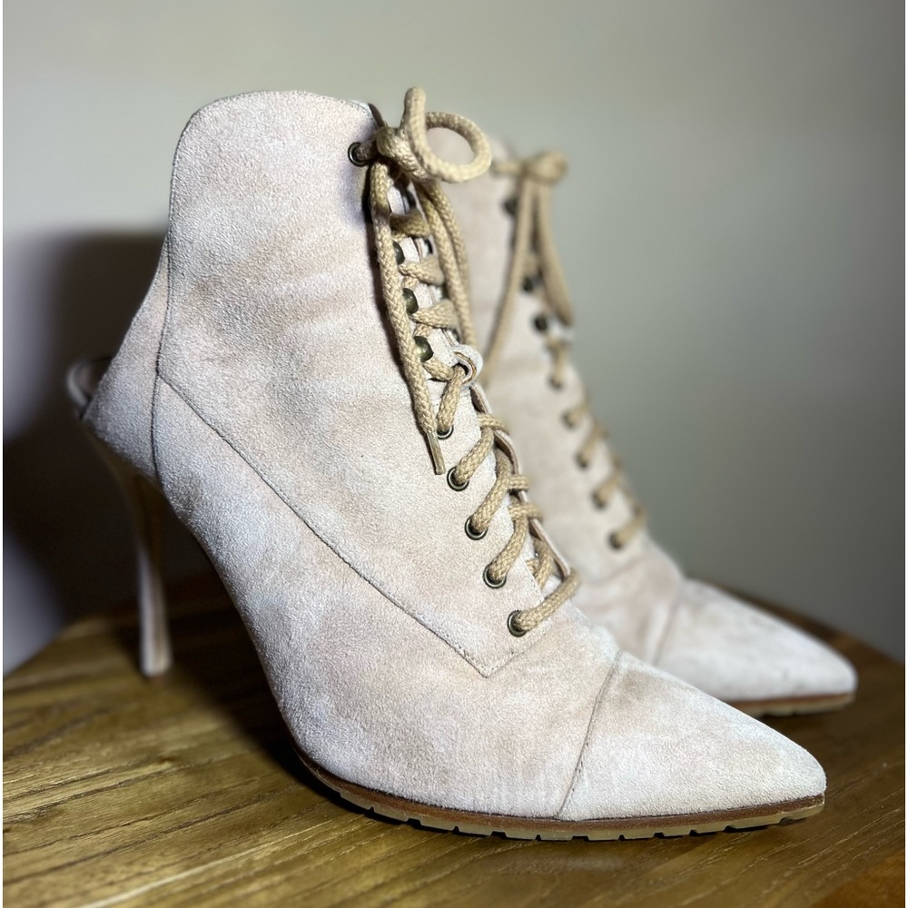 Manolo Blahnik size 40 Dusty Pink Suede high heel Mules